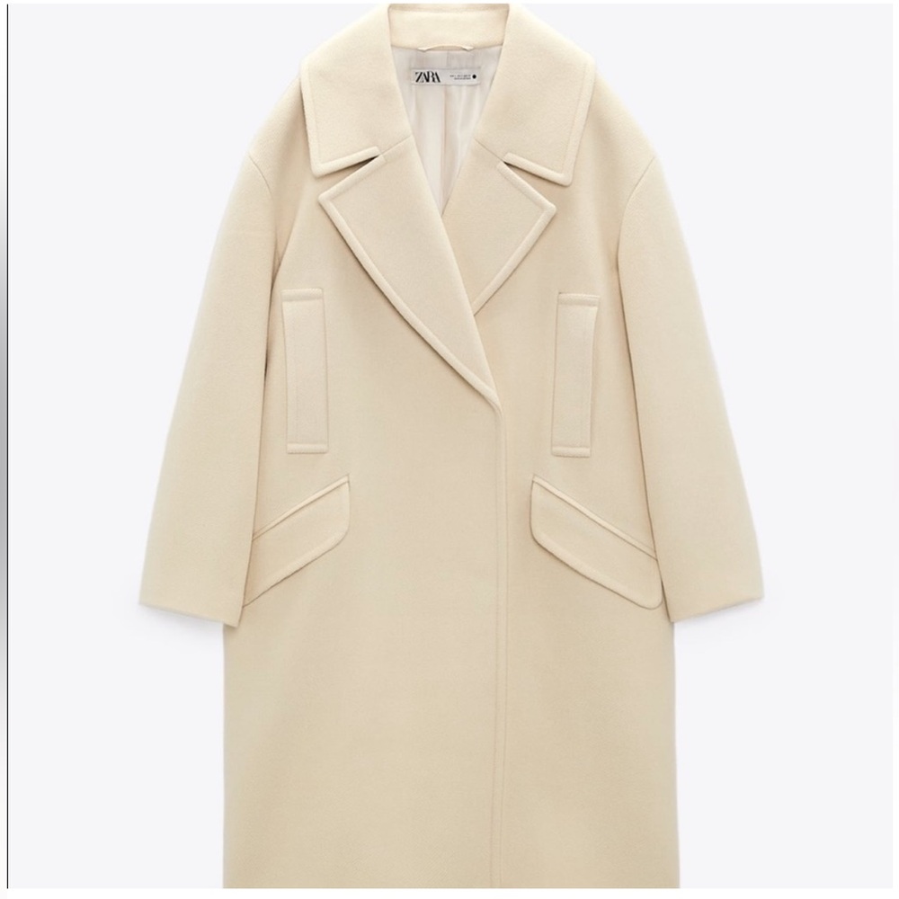 Zara Oversized Vanilla Cream Coat - Picture 2 of 12